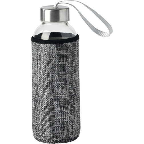 Glas-Trinkflasche TAKE JUTY , grau, Glas / Edelstahl / Baumwolle / Polyester, 18,50cm (Höhe), Bild 1
