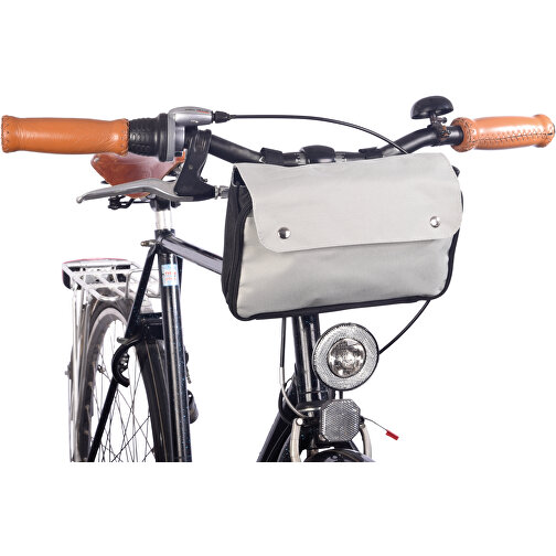 Fahrrad-Lenkertasche BIKE EASY , grau, schwarz, 600D Polyester, 25,00cm x 8,50cm x 15,50cm (Länge x Höhe x Breite), Bild 3