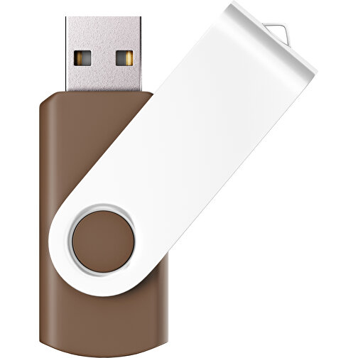 USB-Stick SWING Color 2.0 8 GB , Promo Effects MB , dunkelbraun / weiss MB , 8 GB , Kunststoff/ Aluminium MB , 5,70cm x 1,00cm x 1,90cm (Länge x Höhe x Breite), Bild 1
