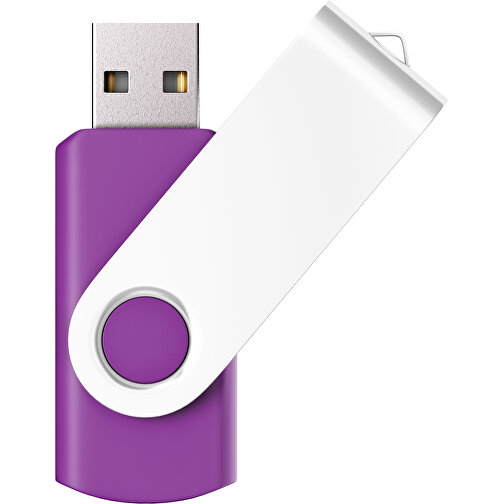 USB-Stick SWING Color 2.0 128 GB , Promo Effects MB , dunkelmagenta / weiß MB , 131 GB , Kunststoff/ Aluminium MB , 5,70cm x 1,00cm x 1,90cm (Länge x Höhe x Breite), Bild 1