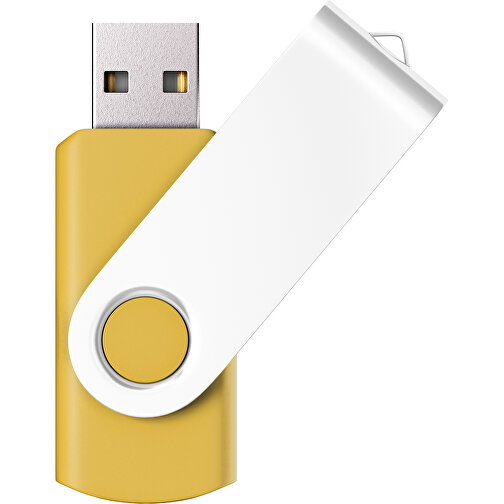 USB-Stick SWING Color 2.0 4 GB , Promo Effects MB , goldgelb / weiß MB , 4 GB , Kunststoff/ Aluminium MB , 5,70cm x 1,00cm x 1,90cm (Länge x Höhe x Breite), Bild 1