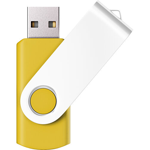 USB-Stick SWING Color 2.0 1 GB , Promo Effects MB , sonnengelb / weiß MB , 1 GB , Kunststoff/ Aluminium MB , 5,70cm x 1,00cm x 1,90cm (Länge x Höhe x Breite), Bild 1