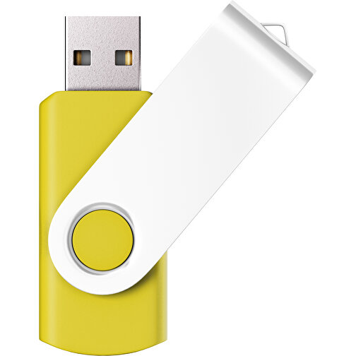 USB-Stick SWING Color 2.0 64 GB , Promo Effects MB , gelb / weiß MB , 65 GB , Kunststoff/ Aluminium MB , 5,70cm x 1,00cm x 1,90cm (Länge x Höhe x Breite), Bild 1