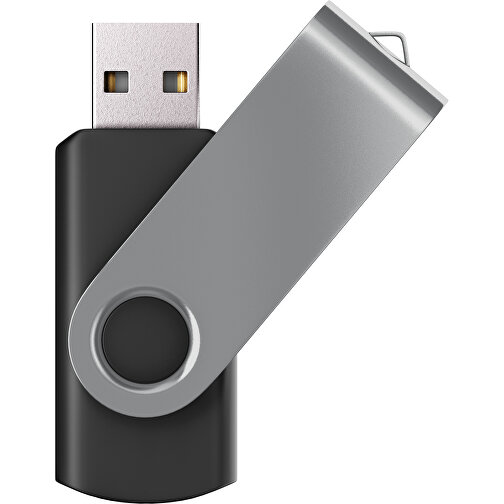 USB-Stick SWING Color 2.0 8 GB , Promo Effects MB , schwarz / grau MB , 8 GB , Kunststoff/ Aluminium MB , 5,70cm x 1,00cm x 1,90cm (Länge x Höhe x Breite), Bild 1