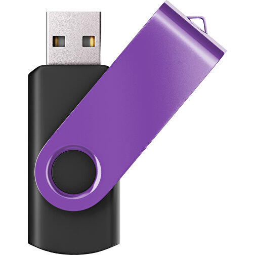 USB-Stick SWING Color 2.0 8 GB , Promo Effects MB , schwarz / lavendel MB , 8 GB , Kunststoff/ Aluminium MB , 5,70cm x 1,00cm x 1,90cm (Länge x Höhe x Breite), Bild 1