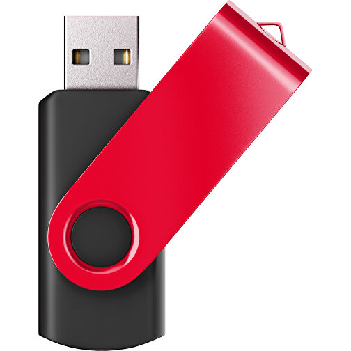 USB-Stick SWING Color 2.0 8 GB , Promo Effects MB , schwarz / ampelrot MB , 8 GB , Kunststoff/ Aluminium MB , 5,70cm x 1,00cm x 1,90cm (Länge x Höhe x Breite), Bild 1