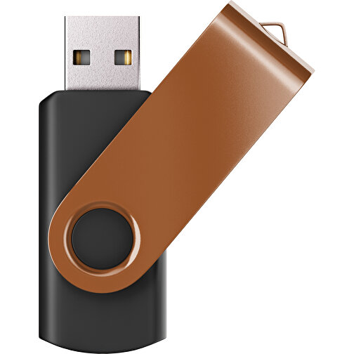 USB-Stick SWING Color 2.0 64 GB , Promo Effects MB , schwarz / braun MB , 65 GB , Kunststoff/ Aluminium MB , 5,70cm x 1,00cm x 1,90cm (Länge x Höhe x Breite), Bild 1