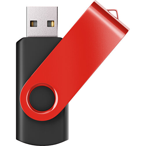 USB-Stick SWING Color 2.0 64 GB , Promo Effects MB , schwarz / rot MB , 65 GB , Kunststoff/ Aluminium MB , 5,70cm x 1,00cm x 1,90cm (Länge x Höhe x Breite), Bild 1