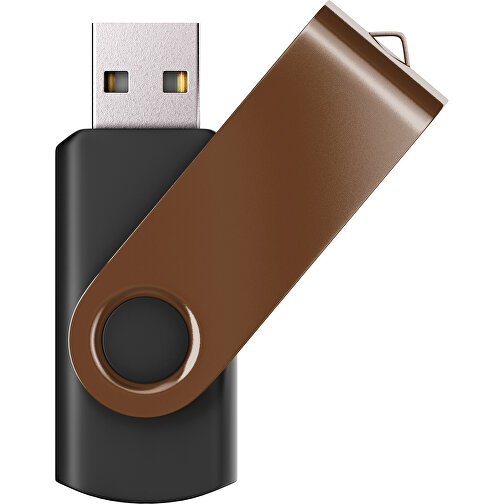 USB-Stick SWING Color 2.0 64 GB , Promo Effects MB , schwarz / dunkelbraun MB , 65 GB , Kunststoff/ Aluminium MB , 5,70cm x 1,00cm x 1,90cm (Länge x Höhe x Breite), Bild 1