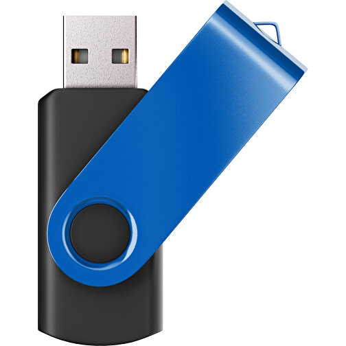 USB-Stick SWING Color 2.0 64 GB , Promo Effects MB , schwarz / kobaltblau MB , 65 GB , Kunststoff/ Aluminium MB , 5,70cm x 1,00cm x 1,90cm (Länge x Höhe x Breite), Bild 1