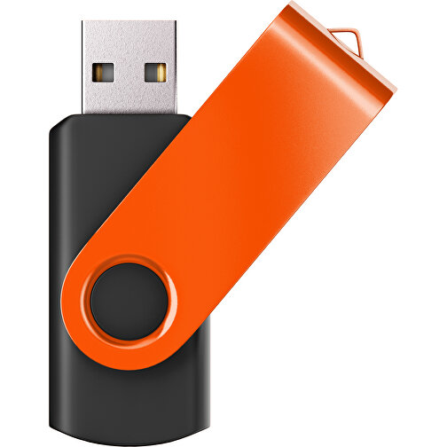USB-Stick SWING Color 2.0 64 GB , Promo Effects MB , schwarz / orange MB , 65 GB , Kunststoff/ Aluminium MB , 5,70cm x 1,00cm x 1,90cm (Länge x Höhe x Breite), Bild 1