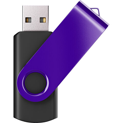 USB-Stick SWING Color 2.0 32 GB , Promo Effects MB , schwarz / violet MB , 32 GB , Kunststoff/ Aluminium MB , 5,70cm x 1,00cm x 1,90cm (Länge x Höhe x Breite), Bild 1
