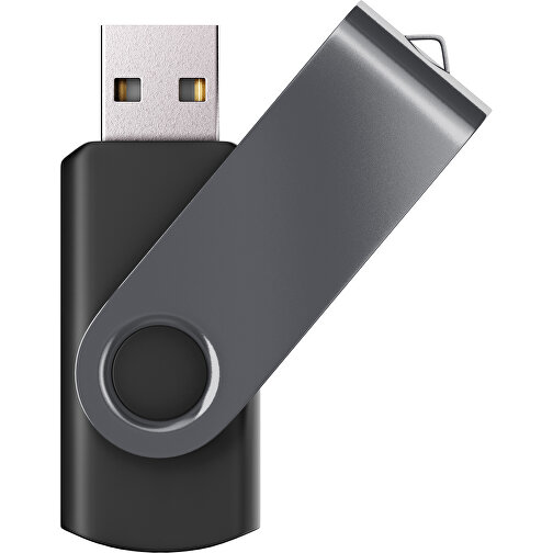 USB-Stick SWING Color 2.0 32 GB , Promo Effects MB , schwarz / dunkelgrau MB , 32 GB , Kunststoff/ Aluminium MB , 5,70cm x 1,00cm x 1,90cm (Länge x Höhe x Breite), Bild 1