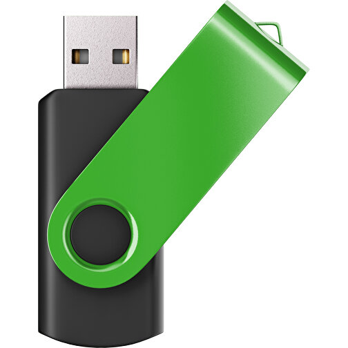 USB-Stick SWING Color 2.0 32 GB , Promo Effects MB , schwarz / grasgrün MB , 32 GB , Kunststoff/ Aluminium MB , 5,70cm x 1,00cm x 1,90cm (Länge x Höhe x Breite), Bild 1