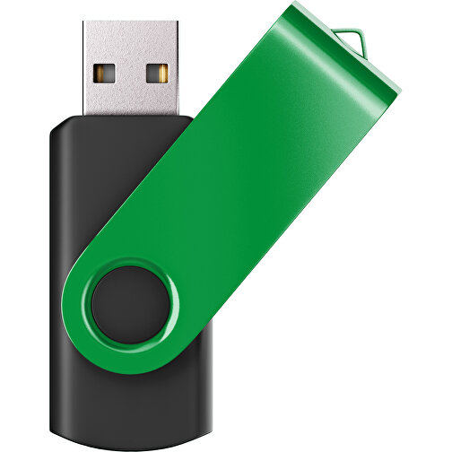 USB-Stick SWING Color 2.0 32 GB , Promo Effects MB , schwarz / grün MB , 32 GB , Kunststoff/ Aluminium MB , 5,70cm x 1,00cm x 1,90cm (Länge x Höhe x Breite), Bild 1