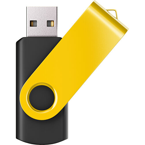 USB-Stick SWING Color 2.0 32 GB , Promo Effects MB , schwarz / sonnengelb MB , 32 GB , Kunststoff/ Aluminium MB , 5,70cm x 1,00cm x 1,90cm (Länge x Höhe x Breite), Bild 1