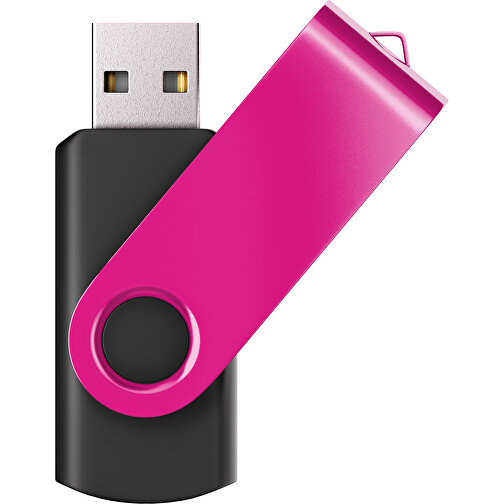 USB-Stick SWING Color 2.0 16 GB , Promo Effects MB , schwarz / pink MB , 16 GB , Kunststoff/ Aluminium MB , 5,70cm x 1,00cm x 1,90cm (Länge x Höhe x Breite), Bild 1