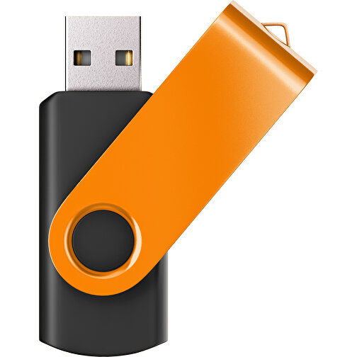 USB-Stick SWING Color 2.0 128 GB , Promo Effects MB , schwarz / gelborange MB , 131 GB , Kunststoff/ Aluminium MB , 5,70cm x 1,00cm x 1,90cm (Länge x Höhe x Breite), Bild 1