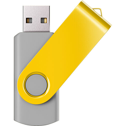 USB-Stick SWING Color 2.0 8 GB , Promo Effects MB , grau / sonnengelb MB , 8 GB , Kunststoff/ Aluminium MB , 5,70cm x 1,00cm x 1,90cm (Länge x Höhe x Breite), Bild 1