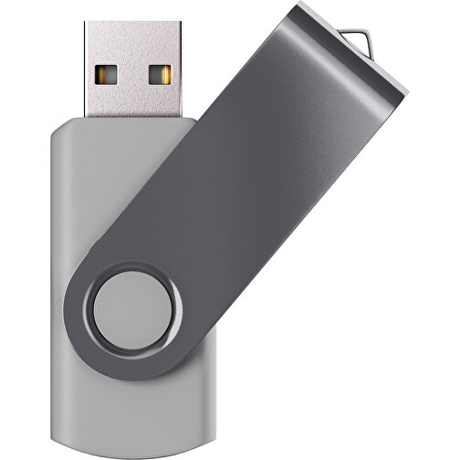 USB-Stick SWING Color 2.0 64 GB , Promo Effects MB , grau / dunkelgrau MB , 65 GB , Kunststoff/ Aluminium MB , 5,70cm x 1,00cm x 1,90cm (Länge x Höhe x Breite), Bild 1