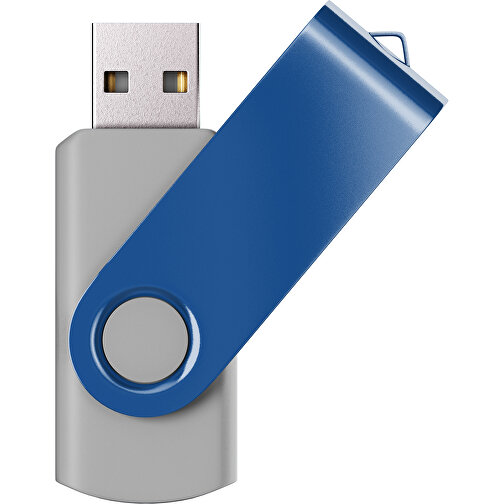 USB-Stick SWING Color 2.0 64 GB , Promo Effects MB , grau / dunkelblau MB , 65 GB , Kunststoff/ Aluminium MB , 5,70cm x 1,00cm x 1,90cm (Länge x Höhe x Breite), Bild 1
