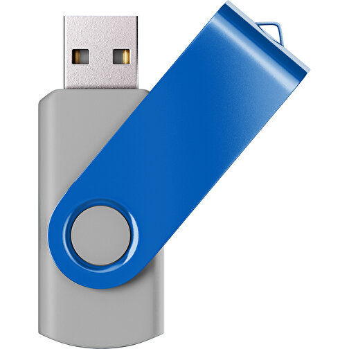 USB-Stick SWING Color 2.0 64 GB , Promo Effects MB , grau / kobaltblau MB , 65 GB , Kunststoff/ Aluminium MB , 5,70cm x 1,00cm x 1,90cm (Länge x Höhe x Breite), Bild 1