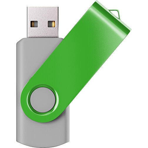 USB-Stick SWING Color 2.0 4 GB , Promo Effects MB , grau / grasgrün MB , 4 GB , Kunststoff/ Aluminium MB , 5,70cm x 1,00cm x 1,90cm (Länge x Höhe x Breite), Bild 1
