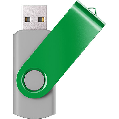 USB-Stick SWING Color 2.0 4 GB , Promo Effects MB , grau / grün MB , 4 GB , Kunststoff/ Aluminium MB , 5,70cm x 1,00cm x 1,90cm (Länge x Höhe x Breite), Bild 1