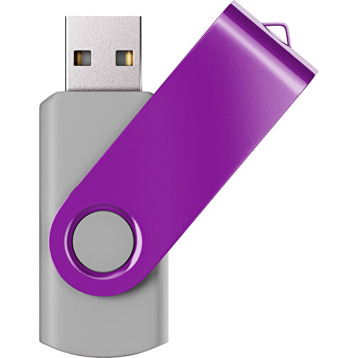 USB-Stick SWING Color 2.0 4 GB , Promo Effects MB , grau / dunkelmagenta MB , 4 GB , Kunststoff/ Aluminium MB , 5,70cm x 1,00cm x 1,90cm (Länge x Höhe x Breite), Bild 1