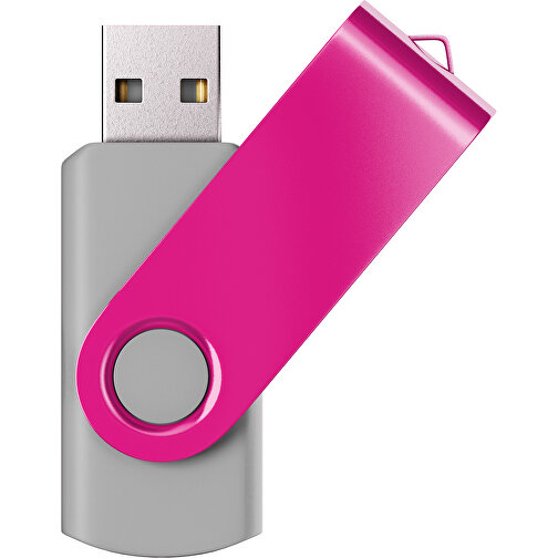 USB-Stick SWING Color 2.0 4 GB , Promo Effects MB , grau / pink MB , 4 GB , Kunststoff/ Aluminium MB , 5,70cm x 1,00cm x 1,90cm (Länge x Höhe x Breite), Bild 1