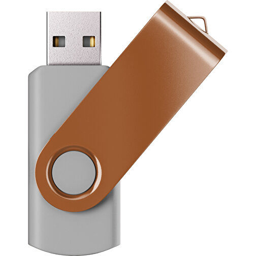 USB-Stick SWING Color 2.0 32 GB , Promo Effects MB , grau / braun MB , 32 GB , Kunststoff/ Aluminium MB , 5,70cm x 1,00cm x 1,90cm (Länge x Höhe x Breite), Bild 1