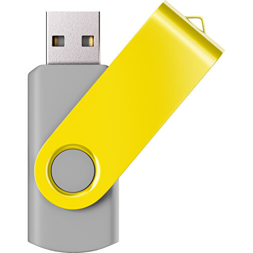 USB-Stick SWING Color 2.0 32 GB , Promo Effects MB , grau / gelb MB , 32 GB , Kunststoff/ Aluminium MB , 5,70cm x 1,00cm x 1,90cm (Länge x Höhe x Breite), Bild 1