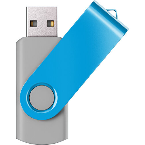 USB-Stick SWING Color 2.0 16 GB , Promo Effects MB , grau / himmelblau MB , 16 GB , Kunststoff/ Aluminium MB , 5,70cm x 1,00cm x 1,90cm (Länge x Höhe x Breite), Bild 1