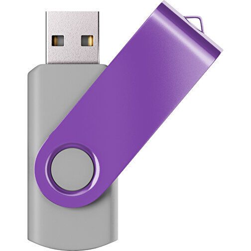 USB-Stick SWING Color 2.0 128 GB , Promo Effects MB , grau / lavendel MB , 131 GB , Kunststoff/ Aluminium MB , 5,70cm x 1,00cm x 1,90cm (Länge x Höhe x Breite), Bild 1