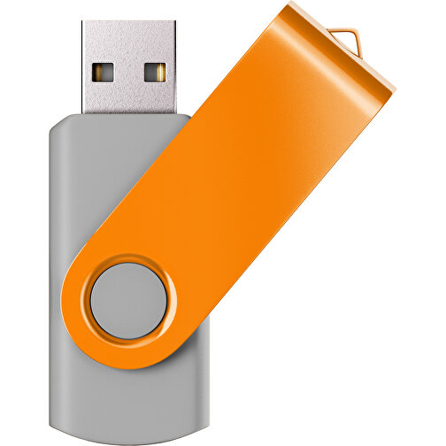 USB-Stick SWING Color 2.0 128 GB , Promo Effects MB , grau / gelborange MB , 131 GB , Kunststoff/ Aluminium MB , 5,70cm x 1,00cm x 1,90cm (Länge x Höhe x Breite), Bild 1