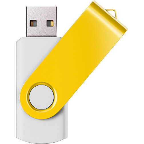USB-Stick SWING Color 2.0 8 GB , Promo Effects MB , weiß / sonnengelb MB , 8 GB , Kunststoff/ Aluminium MB , 5,70cm x 1,00cm x 1,90cm (Länge x Höhe x Breite), Bild 1
