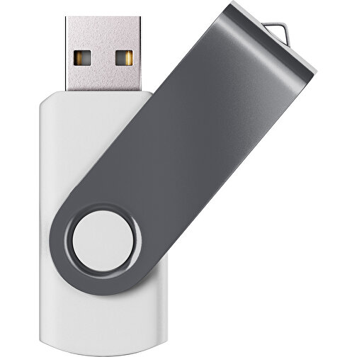 USB-Stick SWING Color 2.0 64 GB , Promo Effects MB , weiß / dunkelgrau MB , 65 GB , Kunststoff/ Aluminium MB , 5,70cm x 1,00cm x 1,90cm (Länge x Höhe x Breite), Bild 1