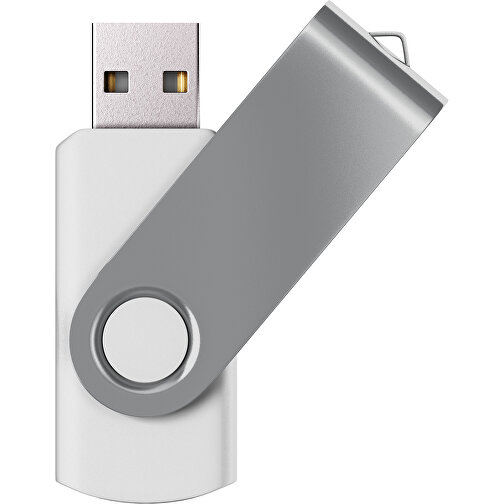 USB-Stick SWING Color 2.0 64 GB , Promo Effects MB , weiß / grau MB , 65 GB , Kunststoff/ Aluminium MB , 5,70cm x 1,00cm x 1,90cm (Länge x Höhe x Breite), Bild 1