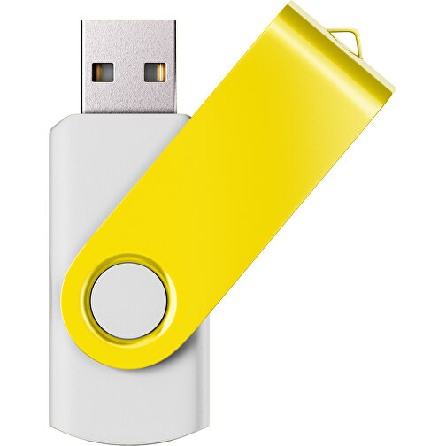 USB-Stick SWING Color 2.0 4 GB , Promo Effects MB , weiß / gelb MB , 4 GB , Kunststoff/ Aluminium MB , 5,70cm x 1,00cm x 1,90cm (Länge x Höhe x Breite), Bild 1