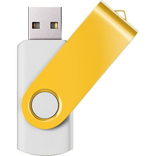 USB-Stick SWING Color 2.0 1 GB , Promo Effects MB , weiss / goldgelb MB , 1 GB , Kunststoff/ Aluminium MB , 5,70cm x 1,00cm x 1,90cm (Länge x Höhe x Breite), Bild 1