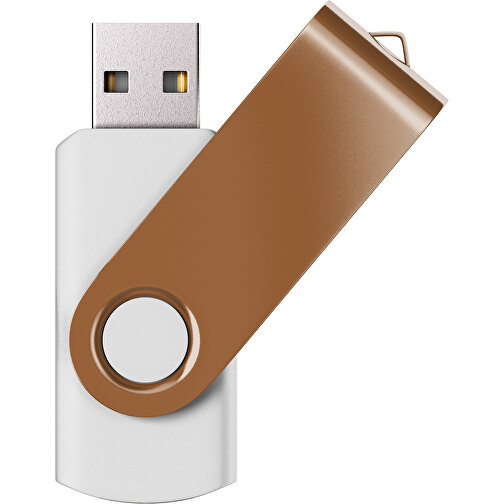USB-Stick SWING Color 2.0 128 GB , Promo Effects MB , weiß / erdbraun MB , 131 GB , Kunststoff/ Aluminium MB , 5,70cm x 1,00cm x 1,90cm (Länge x Höhe x Breite), Bild 1