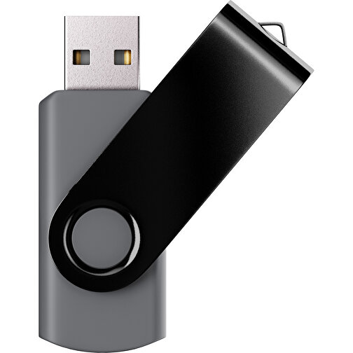 USB-Stick SWING Color 2.0 32 GB , Promo Effects MB , dunkelgrau / schwarz MB , 32 GB , Kunststoff/ Aluminium MB , 5,70cm x 1,00cm x 1,90cm (Länge x Höhe x Breite), Bild 1
