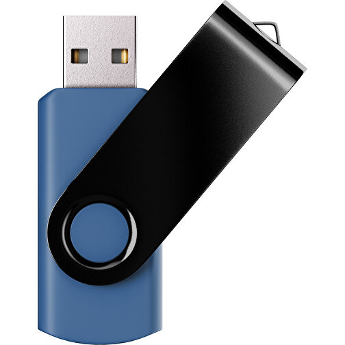 USB-Stick SWING Color 2.0 128 GB , Promo Effects MB , dunkelblau / schwarz MB , 131 GB , Kunststoff/ Aluminium MB , 5,70cm x 1,00cm x 1,90cm (Länge x Höhe x Breite), Bild 1