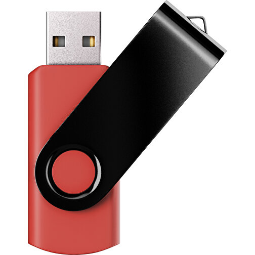 USB-Stick SWING Color 2.0 16 GB , Promo Effects MB , rot / schwarz MB , 16 GB , Kunststoff/ Aluminium MB , 5,70cm x 1,00cm x 1,90cm (Länge x Höhe x Breite), Bild 1