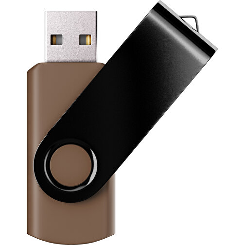 USB-Stick SWING Color 2.0 1 GB , Promo Effects MB , dunkelbraun / schwarz MB , 1 GB , Kunststoff/ Aluminium MB , 5,70cm x 1,00cm x 1,90cm (Länge x Höhe x Breite), Bild 1
