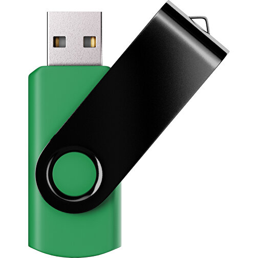 USB-Stick SWING Color 2.0 4 GB , Promo Effects MB , grün / schwarz MB , 4 GB , Kunststoff/ Aluminium MB , 5,70cm x 1,00cm x 1,90cm (Länge x Höhe x Breite), Bild 1