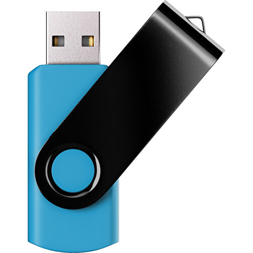 USB-Stick SWING Color 2.0 64 GB , Promo Effects MB , himmelblau / schwarz MB , 65 GB , Kunststoff/ Aluminium MB , 5,70cm x 1,00cm x 1,90cm (Länge x Höhe x Breite), Bild 1