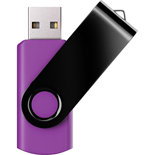 USB-Stick SWING Color 2.0 128 GB , Promo Effects MB , dunkelmagenta / schwarz MB , 131 GB , Kunststoff/ Aluminium MB , 5,70cm x 1,00cm x 1,90cm (Länge x Höhe x Breite), Bild 1