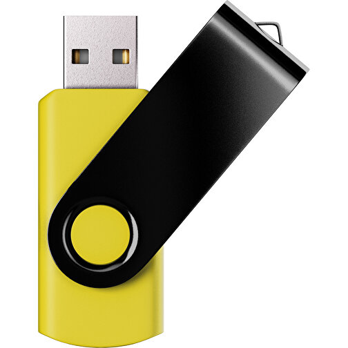 USB-Stick SWING Color 2.0 16 GB , Promo Effects MB , gelb / schwarz MB , 16 GB , Kunststoff/ Aluminium MB , 5,70cm x 1,00cm x 1,90cm (Länge x Höhe x Breite), Bild 1