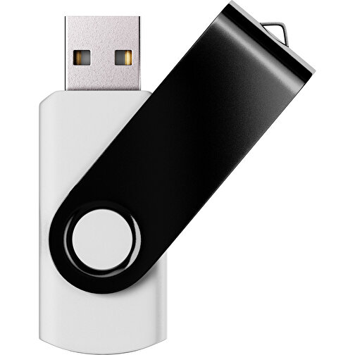 USB-Stick SWING Color 2.0 64 GB , Promo Effects MB , weiss / schwarz MB , 65 GB , Kunststoff/ Aluminium MB , 5,70cm x 1,00cm x 1,90cm (Länge x Höhe x Breite), Bild 1